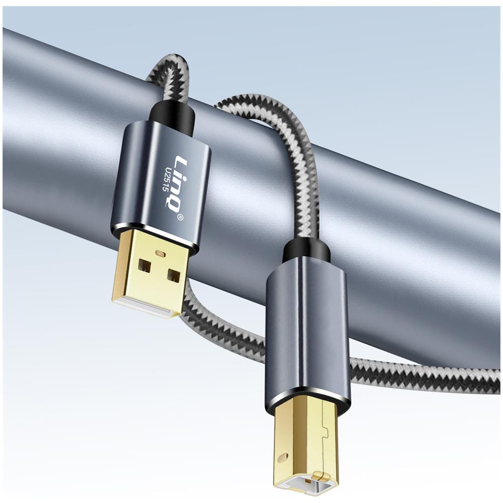 Cavo Da Usb-a 2.0 A Usb-b 2.0 Trasferimento Veloce Stabile Nylon 1,5m, Nero - Foto 2