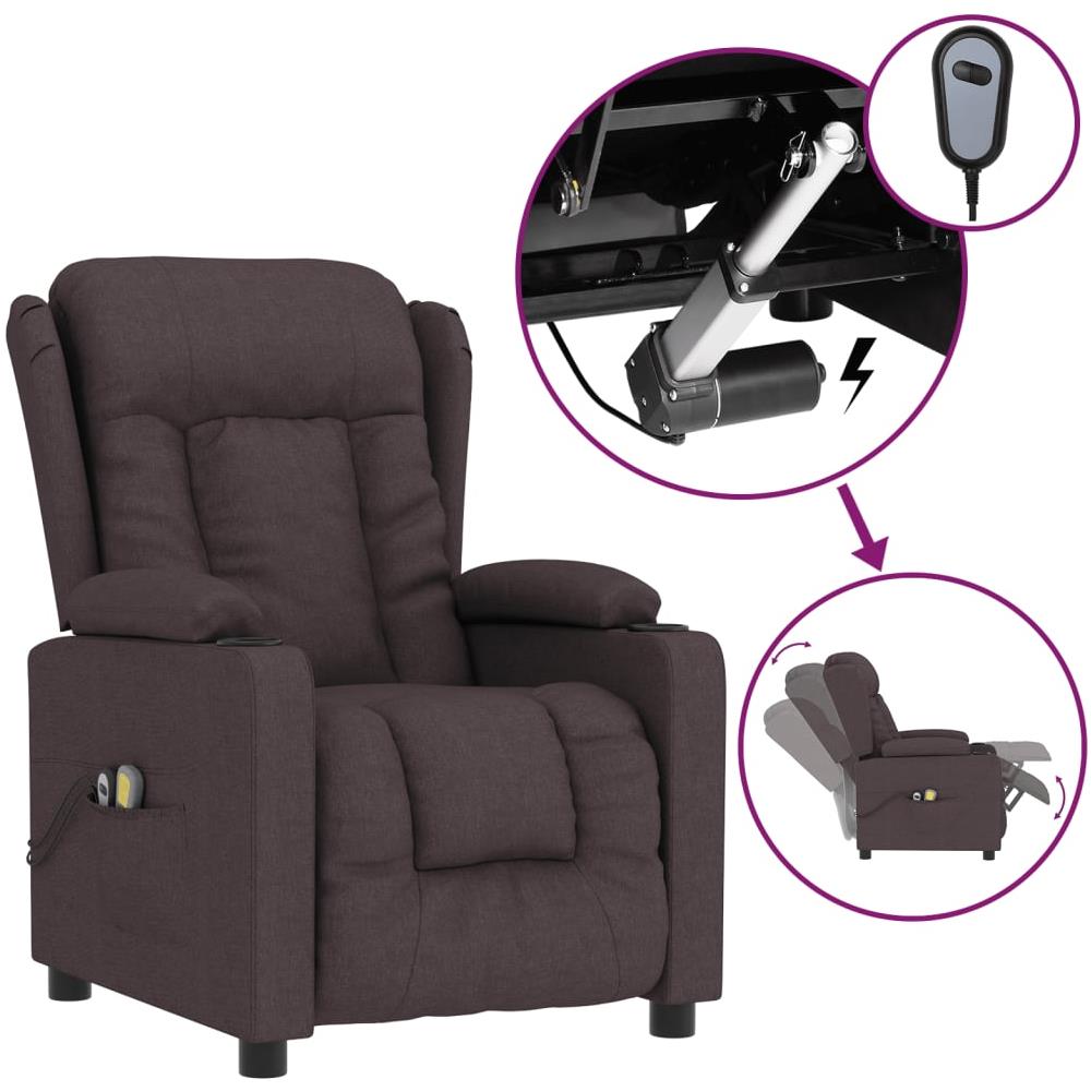 Poltrona Massaggiante Elettrica Marrone scuro in Tessuto - Foto 1