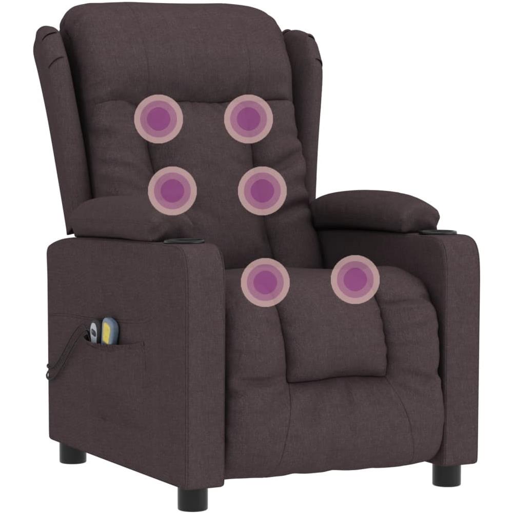 Poltrona Massaggiante Elettrica Marrone scuro in Tessuto - Foto 7