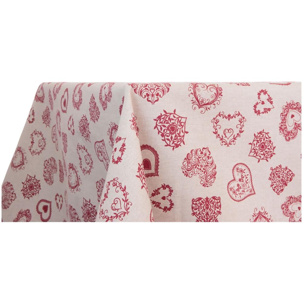 Tovaglia Miros Resinata Antimacchia Copritavolo Cucina Disegno Cuore 140x140 Bordeaux - Foto 5