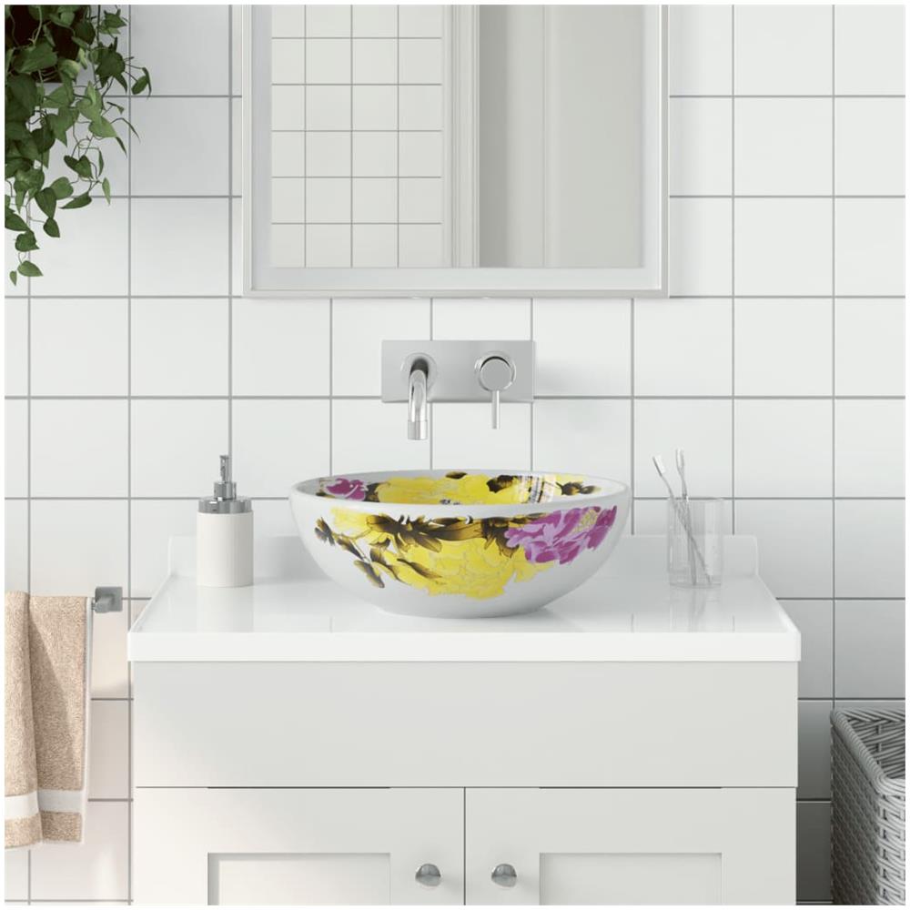 Lavabo Da Appoggio Multicolore Rotondo F41x14 Cm Ceramica - Foto 1