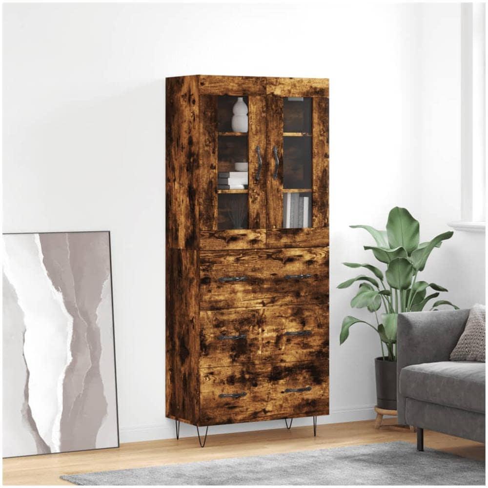 Credenza Rovere Fumo 69,5x34x180 Cm In Legno Multistrato - Foto 1
