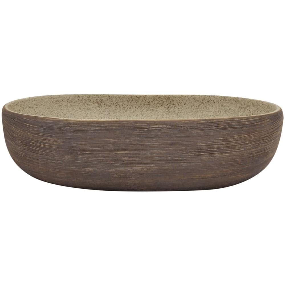 Lavabo da Appoggio Sabbia e Marrone Ovale 59x40x14 cm Ceramica - Foto 3