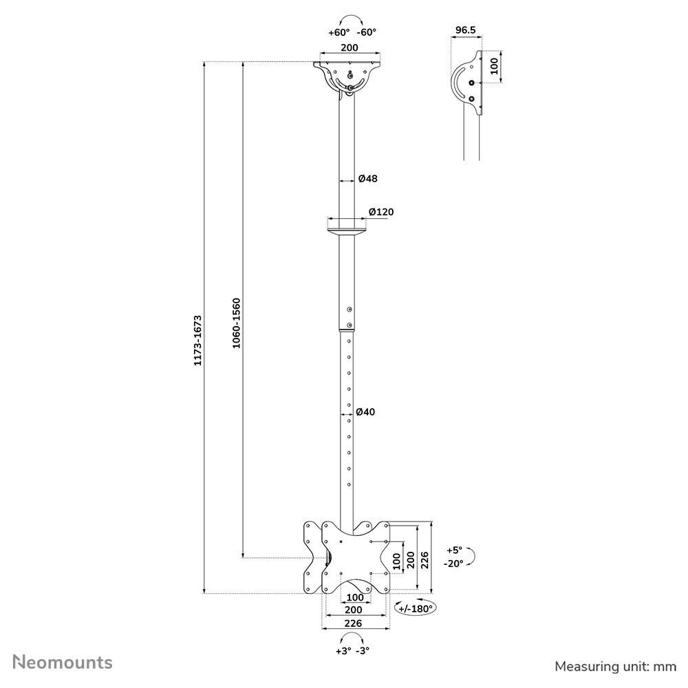 CL35-340BL22 Supporto a soffitto per doppio monitor /TV 23-42" - alt. 106-156 cm - Foto 20