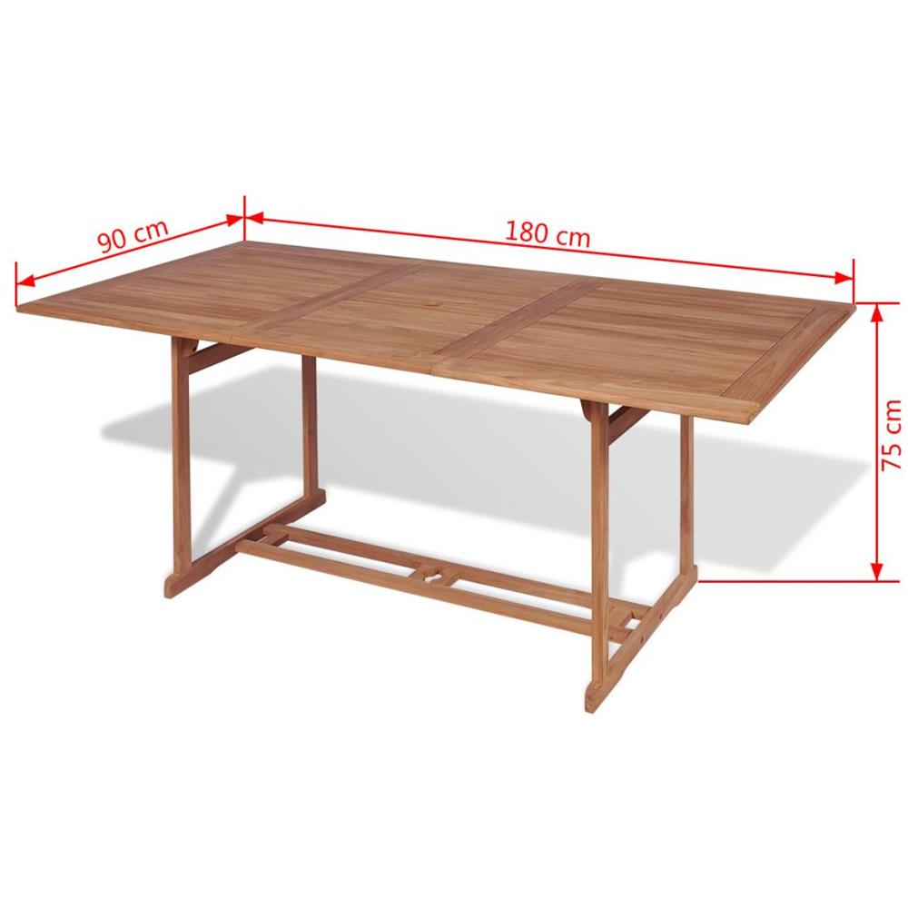 Tavolo Da Pranzo Da Esterno Rettangolare 180x90x75 Cm Teak - Foto 7