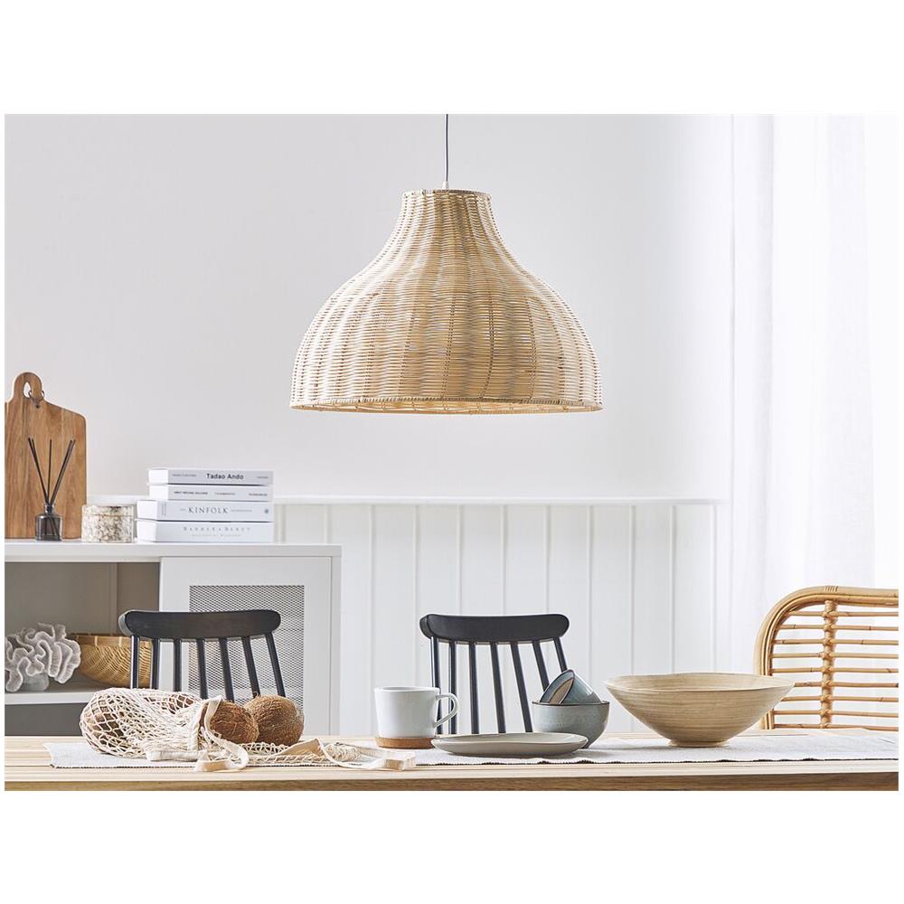 Lampadario In Rattan Con Paralume Marrone Chiaro Millian - Foto 2
