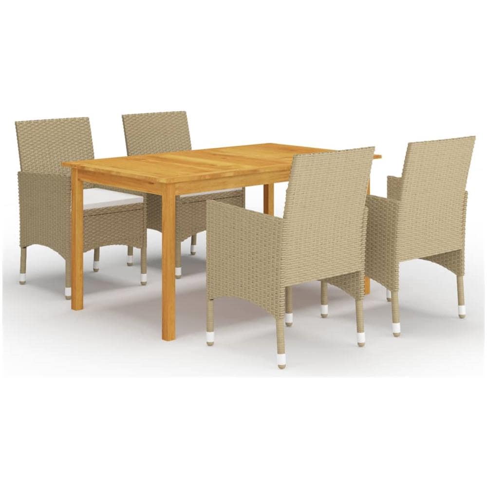 Set Mobili da Pranzo per Giardino 5 pz Beige - Foto 1