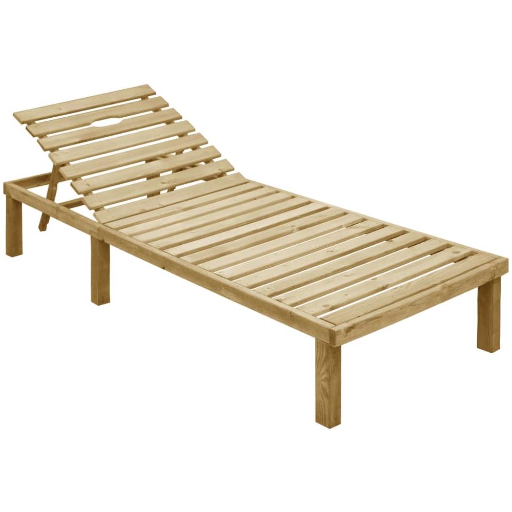 Lettino da Giardino con Cuscino Beige Legno Pino Impregnato - Foto 3