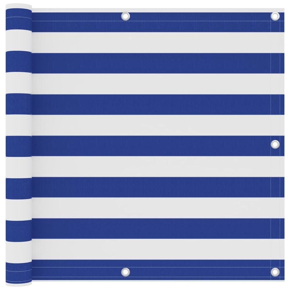 Paravento da Balcone Bianco e Blu 90x300 cm in Tessuto Oxford - Foto 1