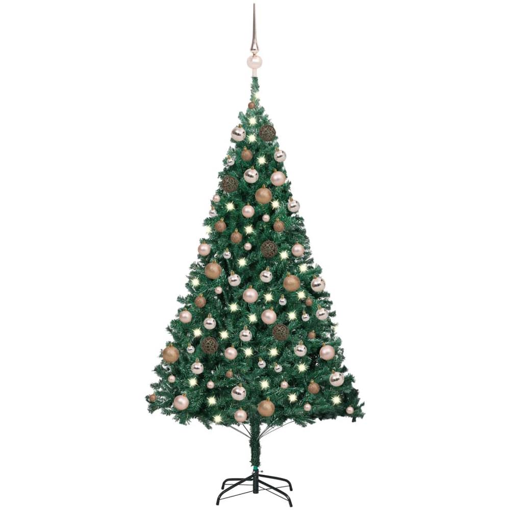 Set Albero Natale Artificiale con LED e Palline Verde 150cm PVC - Foto 1