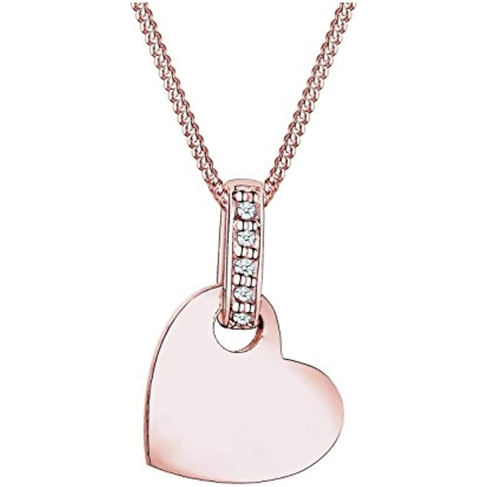 æcollana Con Pendente A Cuore Da Donna In Argento 925 - Placcato Oro Rosa Con Diamante 005 Ct - Taglio Brillante - Foto 1
