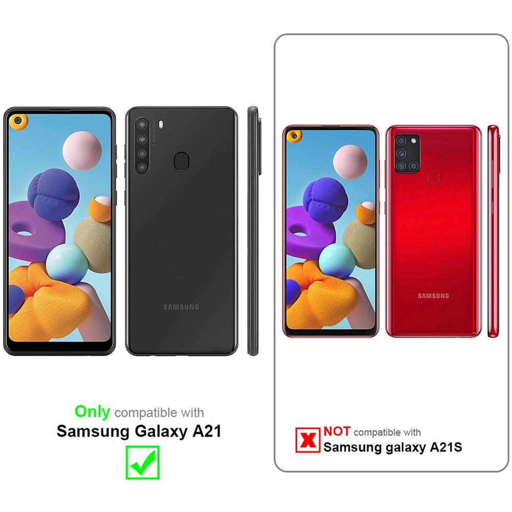 Custodia Compatibile Con Samsung Galaxy A21 In Rosso Mela - Coperchio Protettiva Con Chiusura Magnetica, Funzione Stand E Tasca Per Le Carte - Foto 2