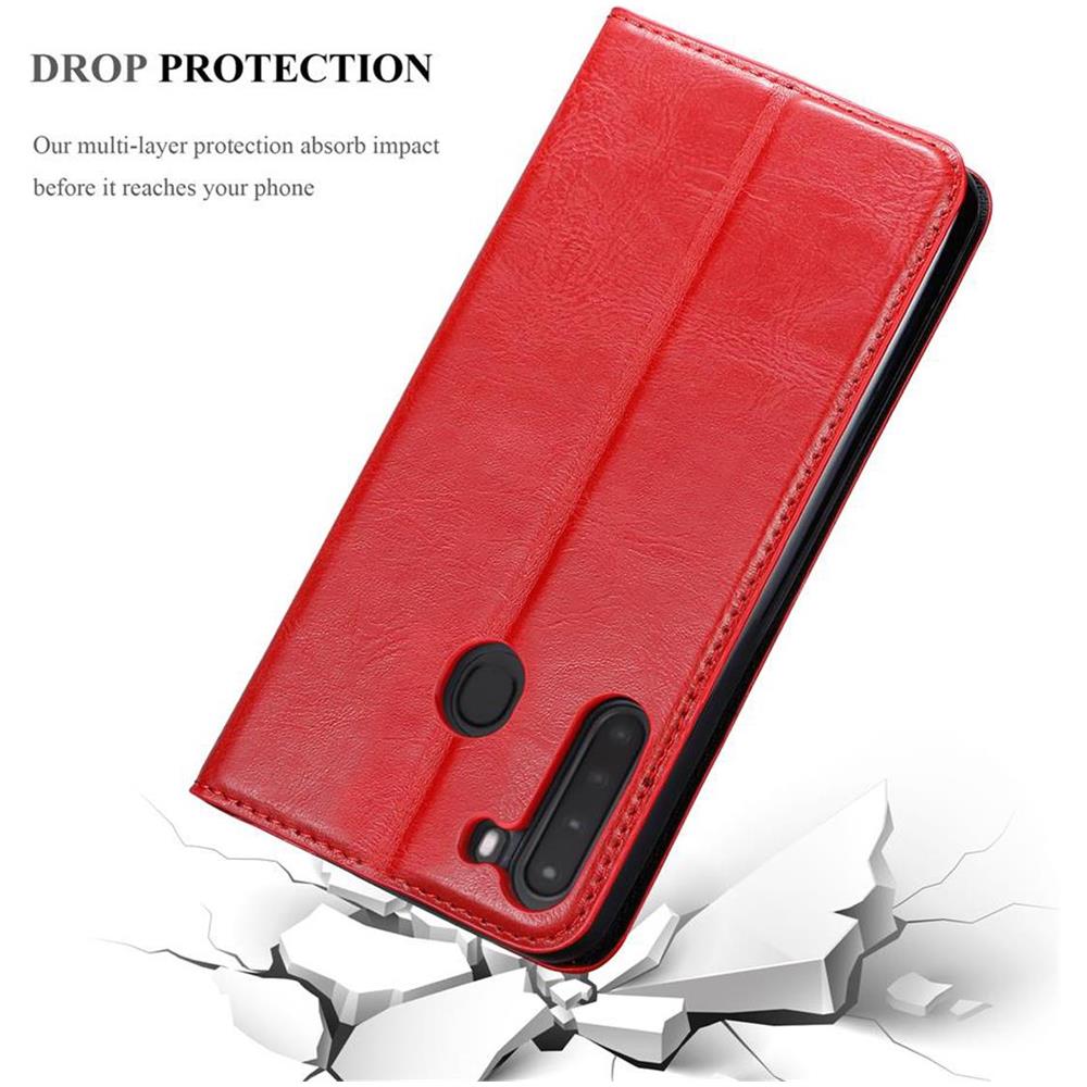 Custodia Compatibile Con Samsung Galaxy A21 In Rosso Mela - Coperchio Protettiva Con Chiusura Magnetica, Funzione Stand E Tasca Per Le Carte - Foto 8