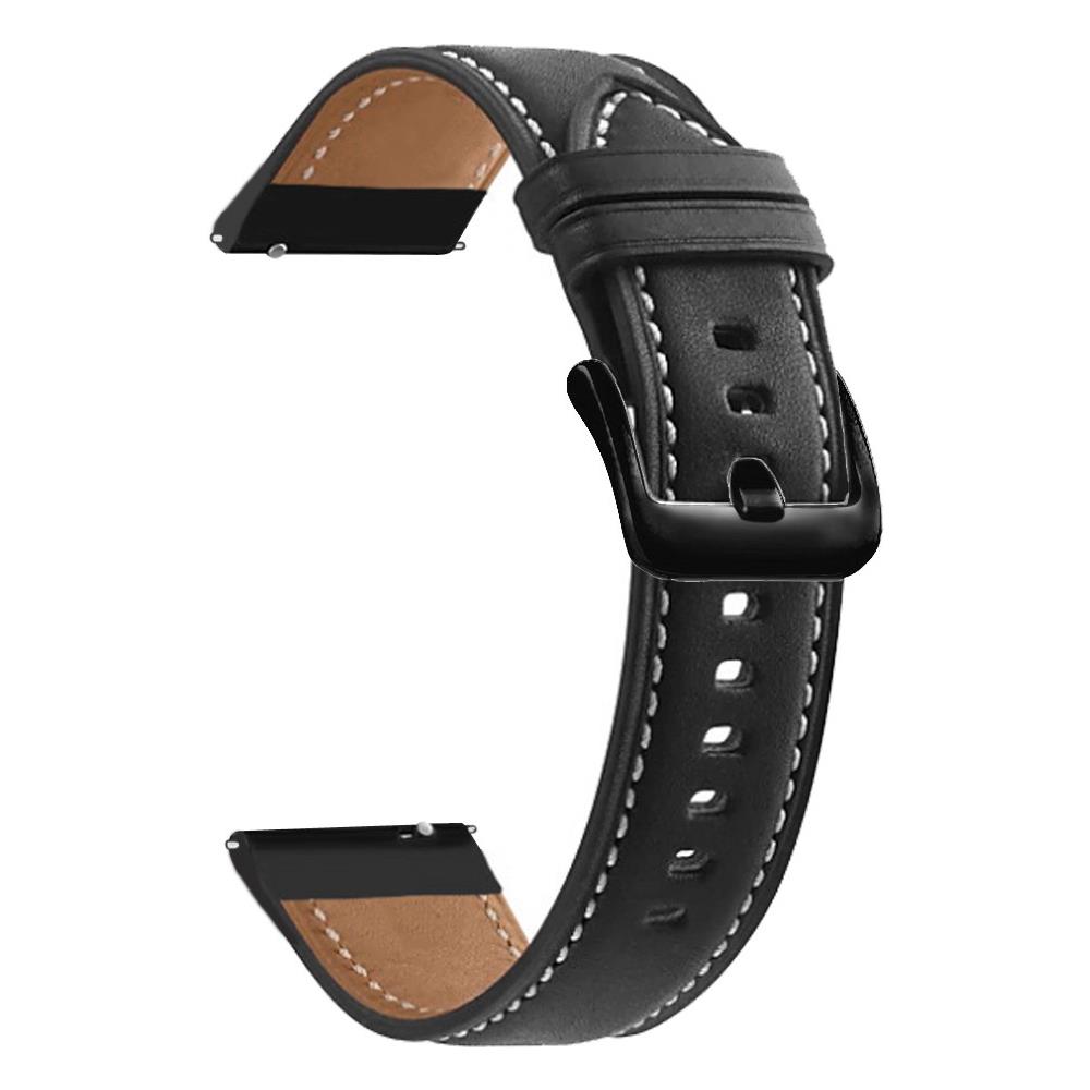 Bracciale In Vera Pelle 20mm Compatibile Con Samsung Galaxy Watch 42mm / S2 Classic / Sport In Nero - Cinturino Di Ricambio Per Huawei Watch 2 Per Nokia Steel Per Lg Watch Sport Per Pepple 2 E Altro - Foto 6