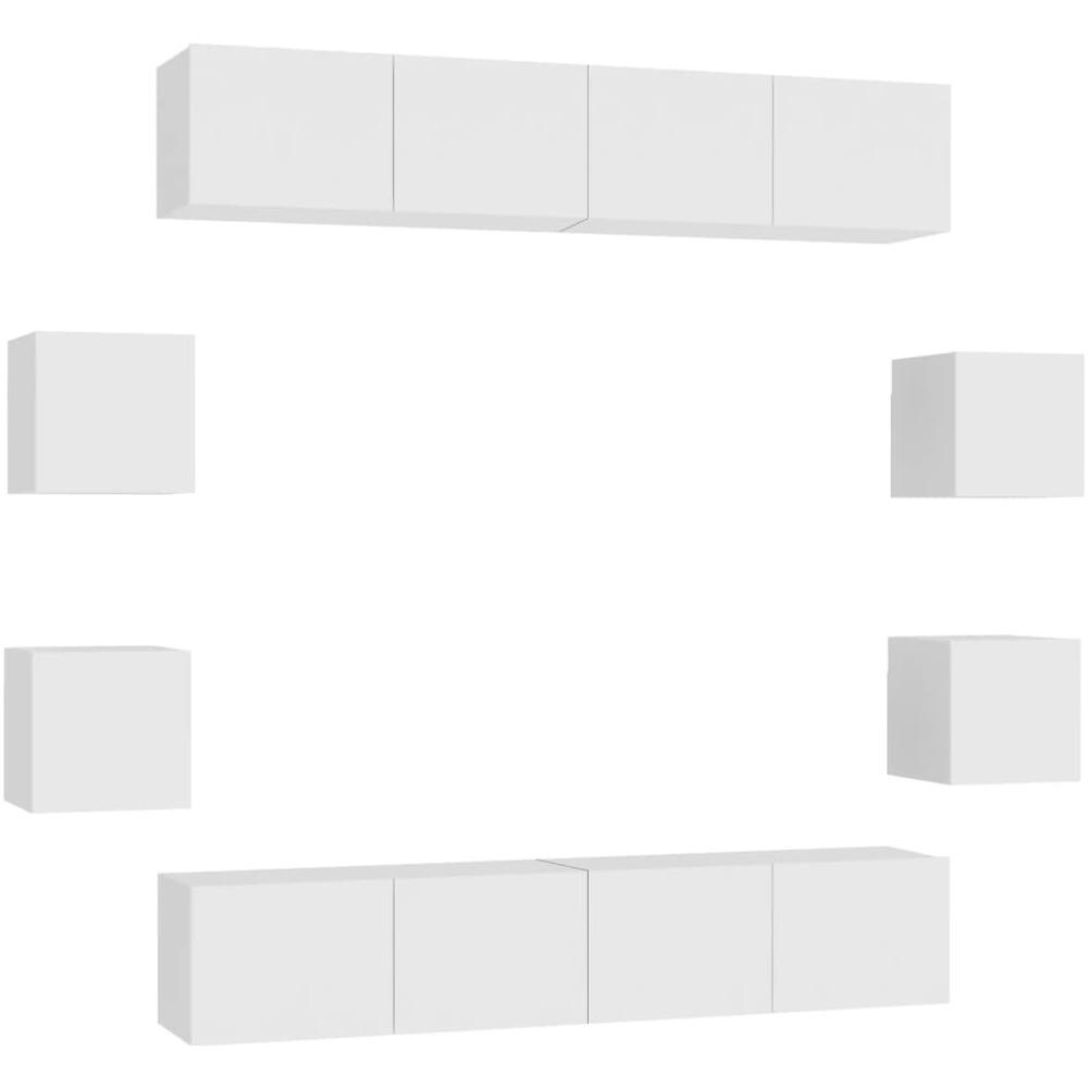 Set Mobili Porta TV 8 pz Bianco in Legno Multistrato - Foto 2