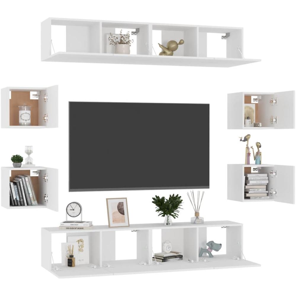 Set Mobili Porta TV 8 pz Bianco in Legno Multistrato - Foto 3