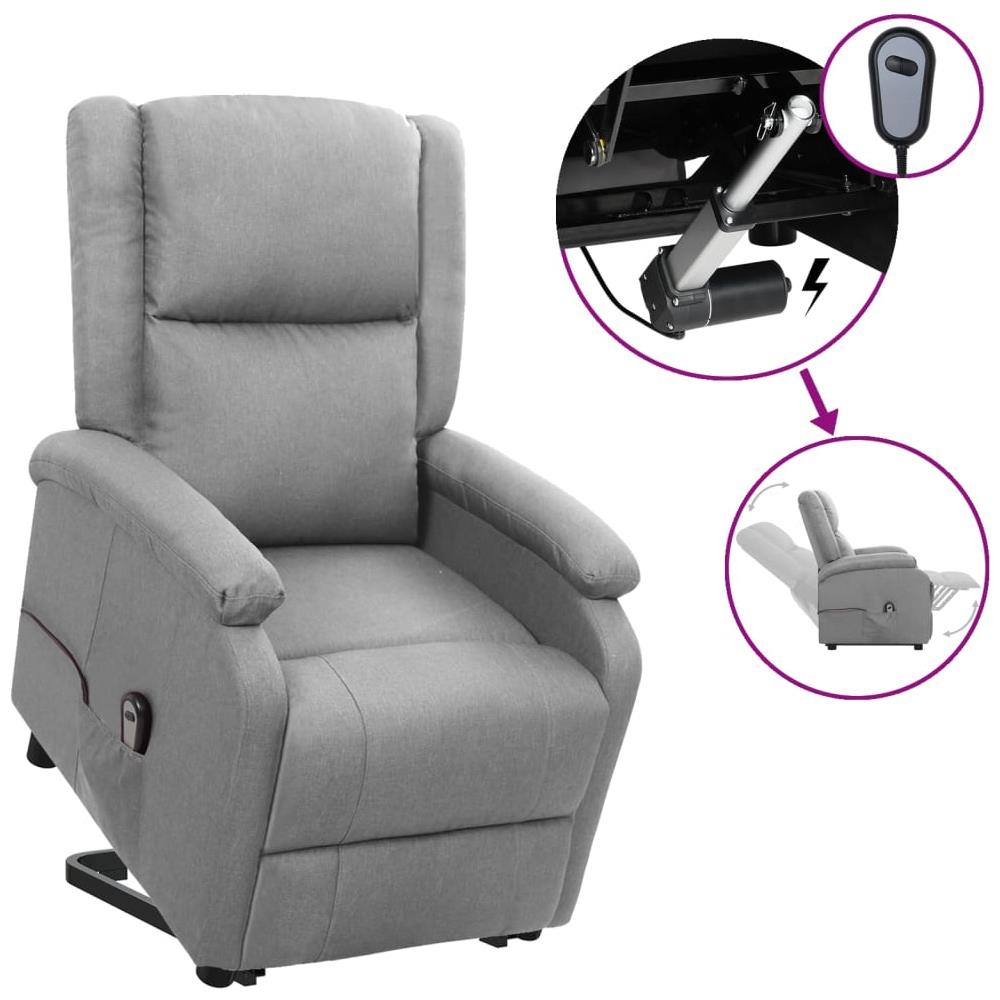 Poltrona Alzapersona Reclinabile Grigio Chiaro In Tessuto - Foto 1