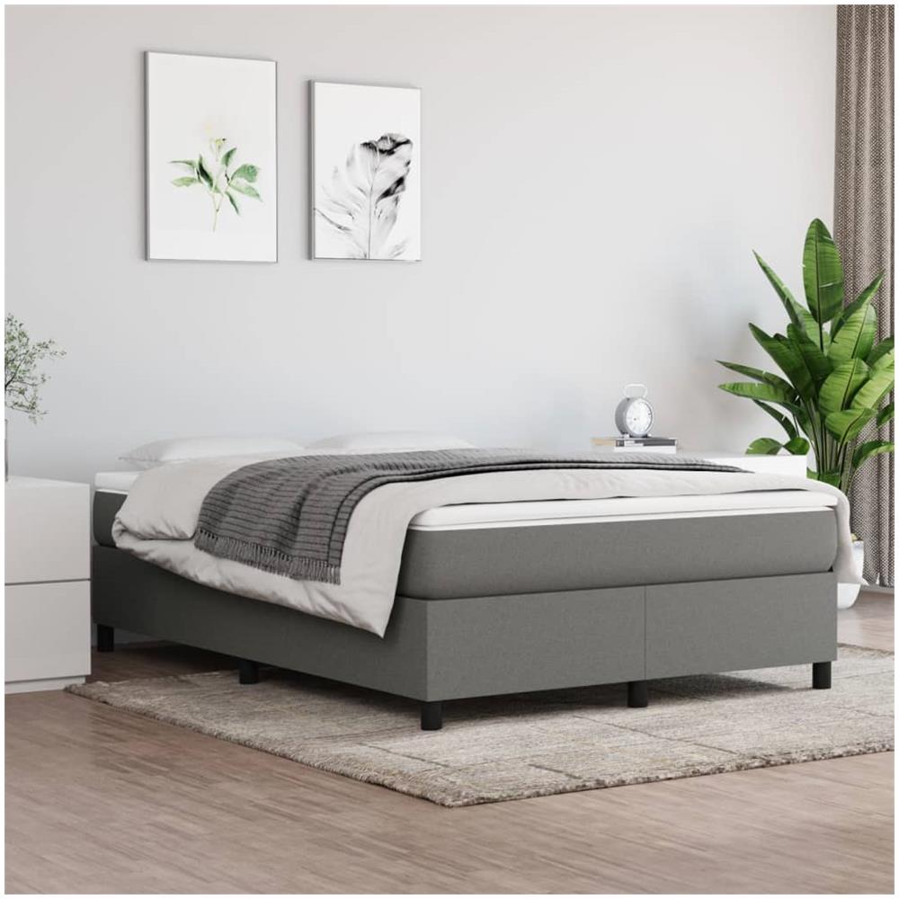 Giroletto A Molle Con Materasso Grigio Scuro 140x200cm Tessuto - Foto 1