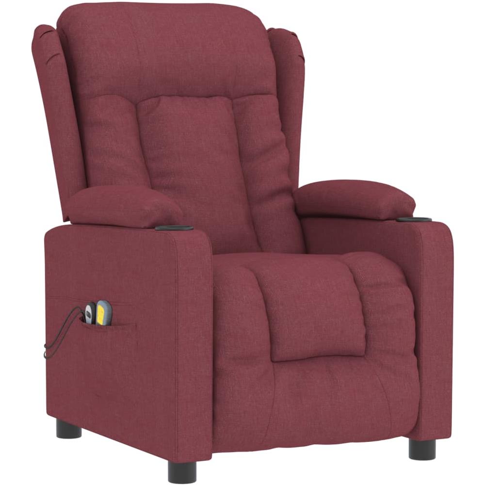 Poltrona Massaggiante Elettrica Rosso Vino in Tessuto - Foto 2