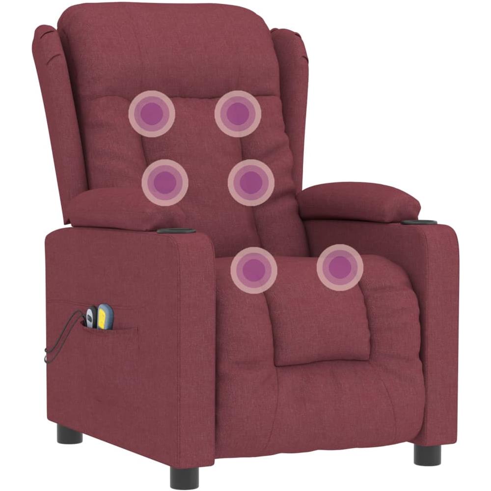 Poltrona Massaggiante Elettrica Rosso Vino in Tessuto - Foto 7