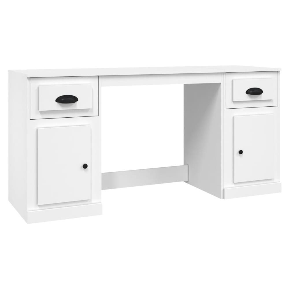 Scrivania Con Armadietto Bianco In Legno Multistrato - Foto 2