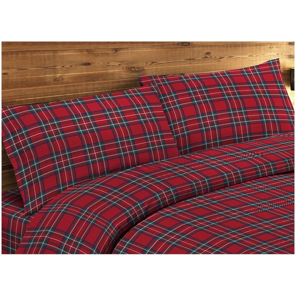 Sacco Copripiumino In 100% Cotone Per Piumino Dis Scozzese Kilt Vari Colori Piazza E Mezza Rosso - Foto 4