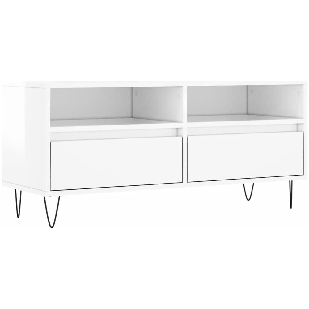 Mobile Porta Tv Bianco Lucido 100x34,5x44,5cm Legno Multistrato - Foto 2