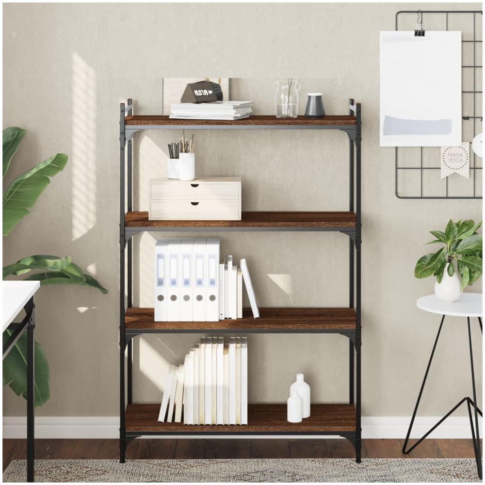 Libreria 4 Ripiani Rovere Marrone 80x30x120cm Legno Multistrato - Foto 1