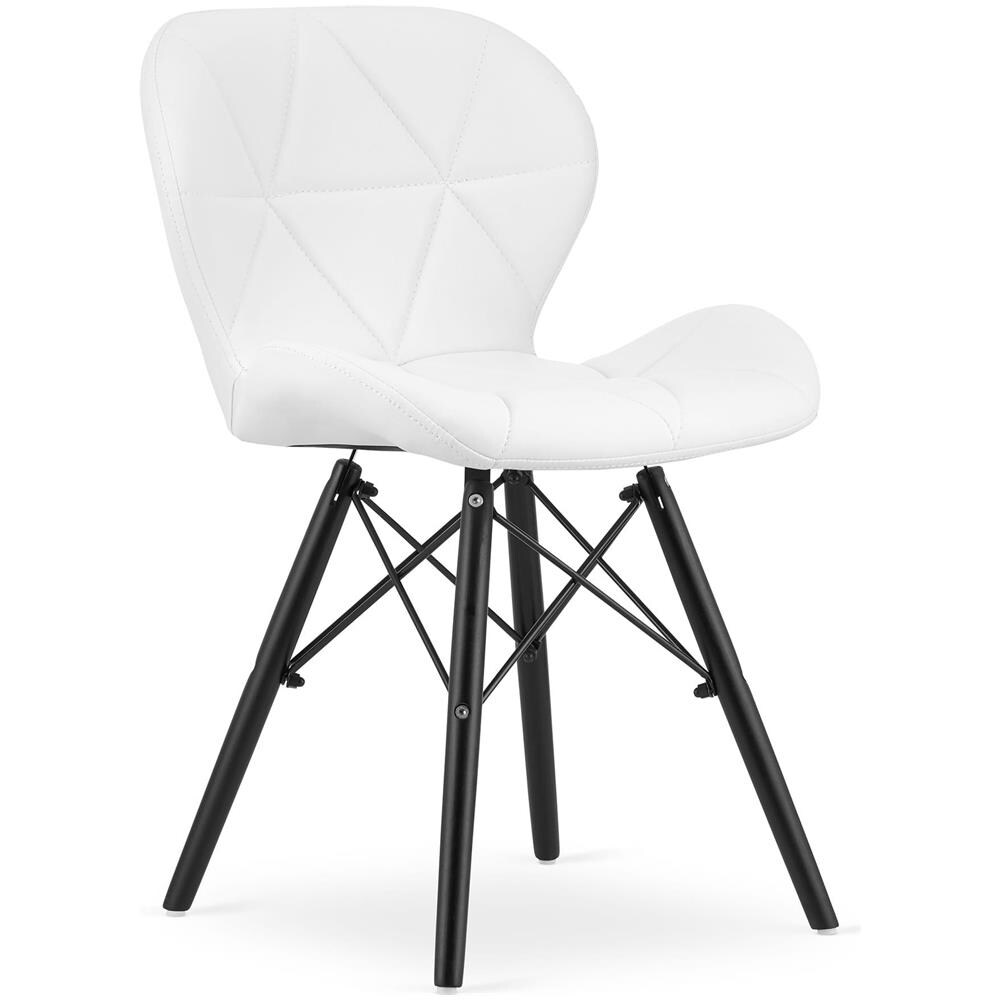 Sedia in ecopelle WAKO - Design moderno, bianca con gambe nere x2 - Foto 2
