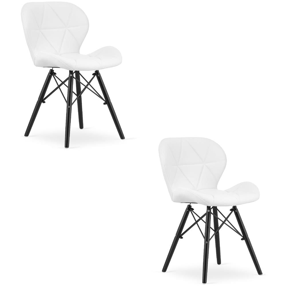 Sedia in ecopelle WAKO - Design moderno, bianca con gambe nere x2 - Foto 1