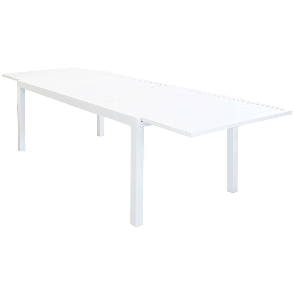Set Tavolo Giardino Rettangolare Allungabile 200/300 X 100 Con 10 Sedie In Alluminio Bianco E Textilene Da Esterno - Foto 2