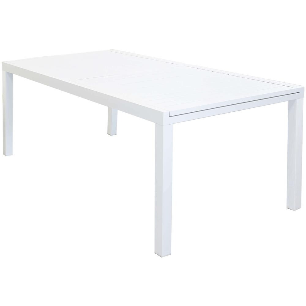 Set Tavolo Giardino Rettangolare Allungabile 200/300 X 100 Con 10 Sedie In Alluminio Bianco E Textilene Da Esterno - Foto 4