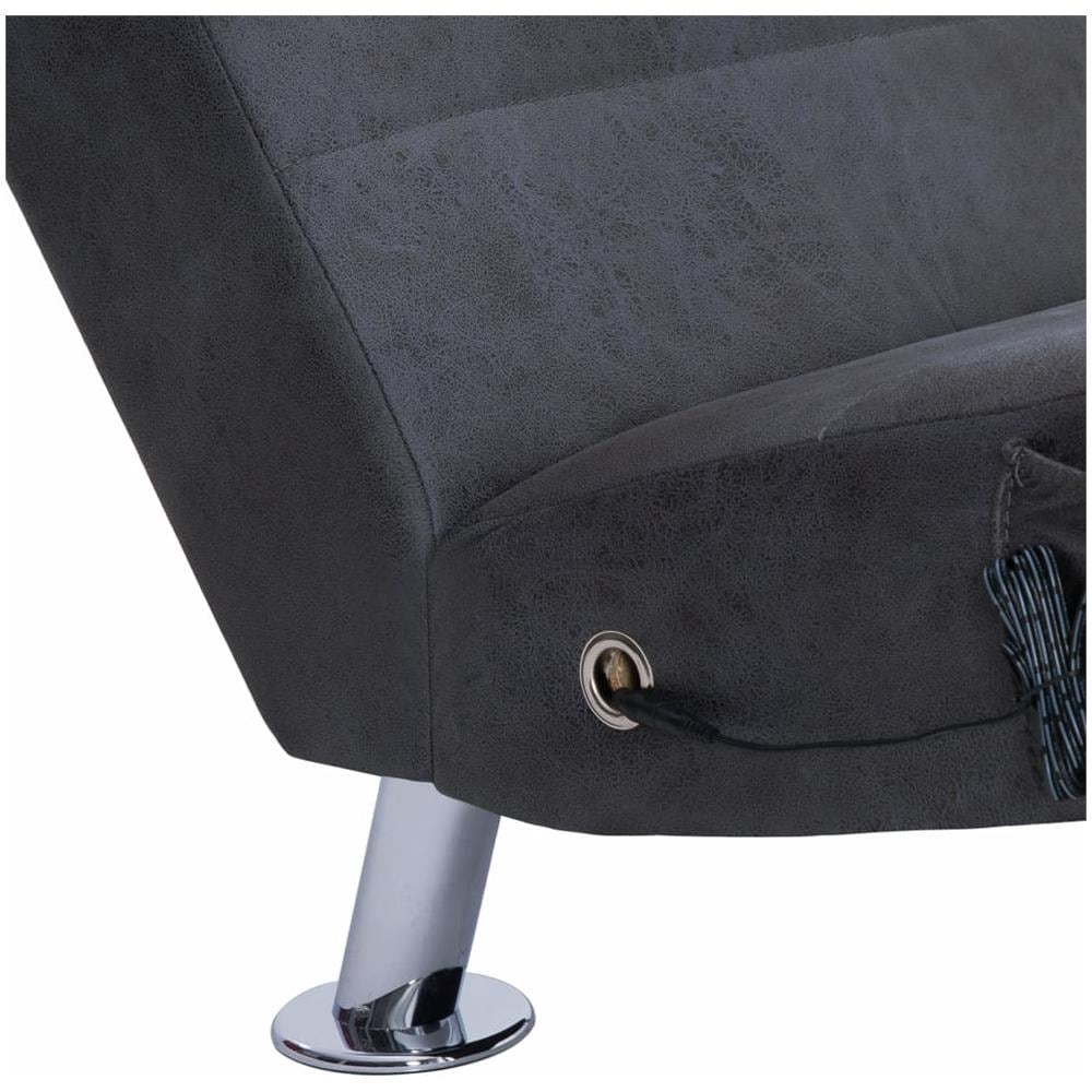 Poltrona Massaggiante Con Cuscino Grigia Similpelle Scamosciata - Foto 8