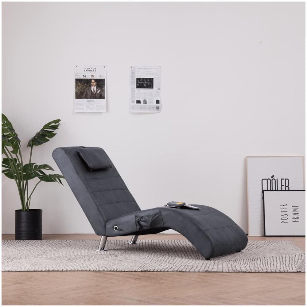 Poltrona Massaggiante Con Cuscino Grigia Similpelle Scamosciata - Foto 1