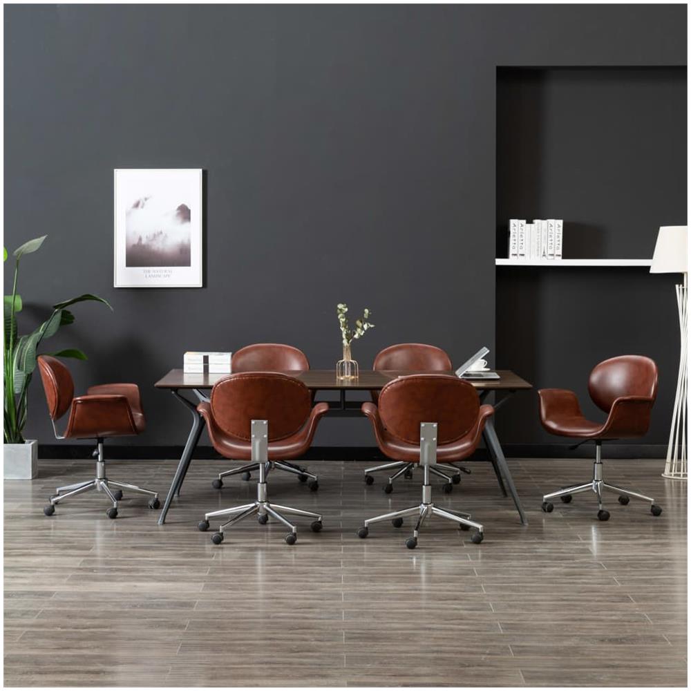 Sedie Da Pranzo Girevoli 6 Pz Marroni In Similpelle - Foto 1