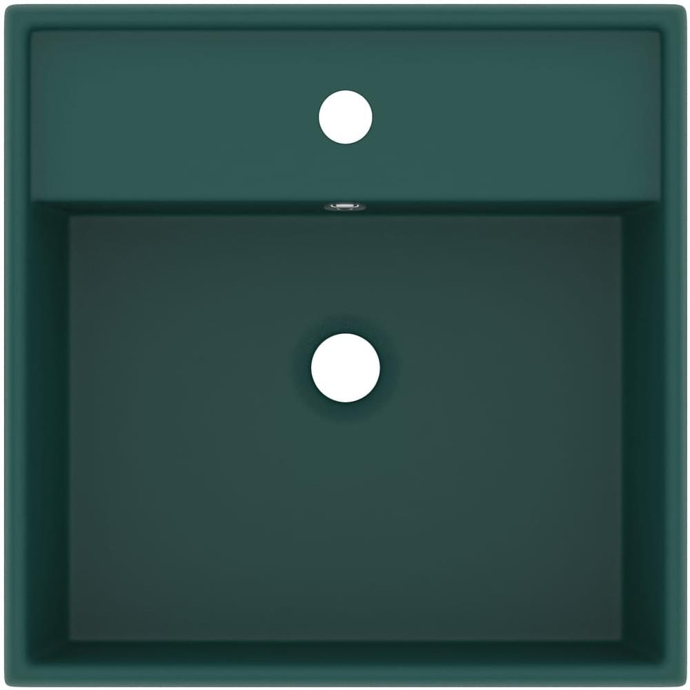 Lavabo Troppopieno Quadrato Verde Scuro Opaco 41x41cm Ceramica - Foto 6