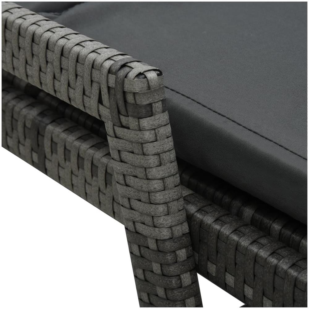 Lettino Prendisole con Cuscino in Polyrattan Grigio - Foto 2