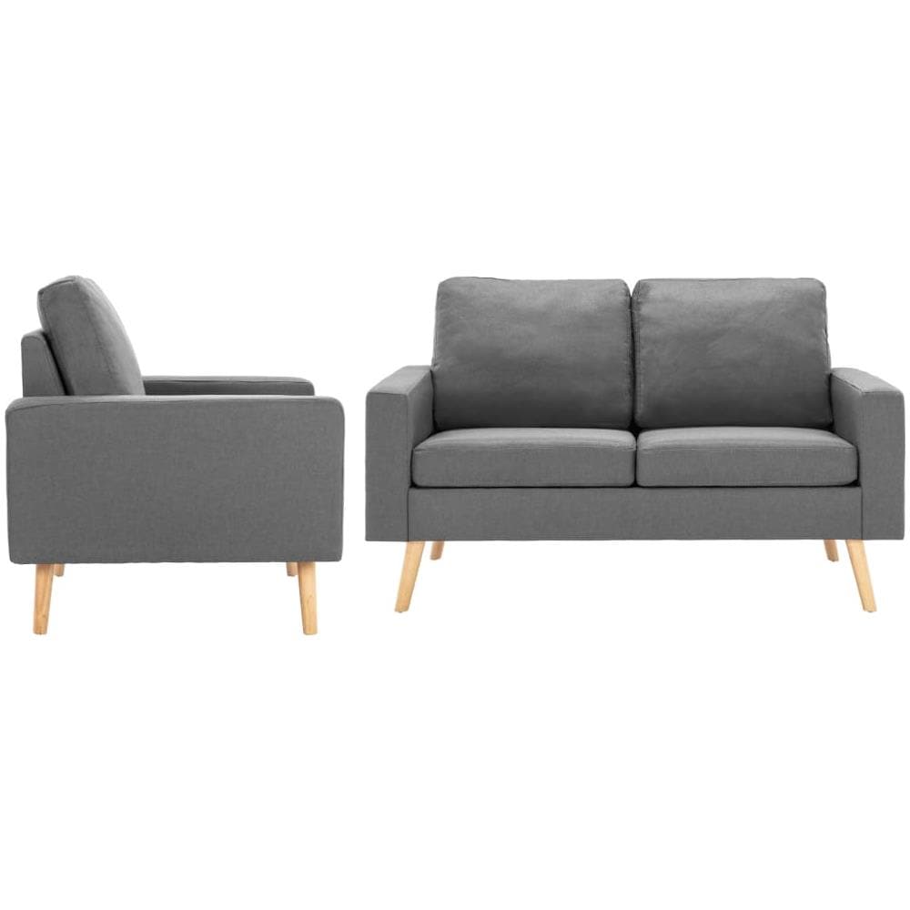 Set Divani 2 Pz In Tessuto Grigio Chiaro - Foto 1