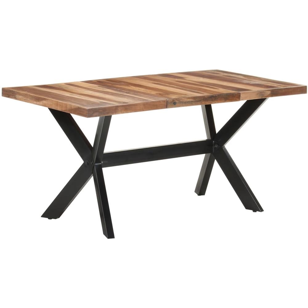 Tavolo da Pranzo 160x80x75 cm Legno Massello con Finitura Miele - Foto 8