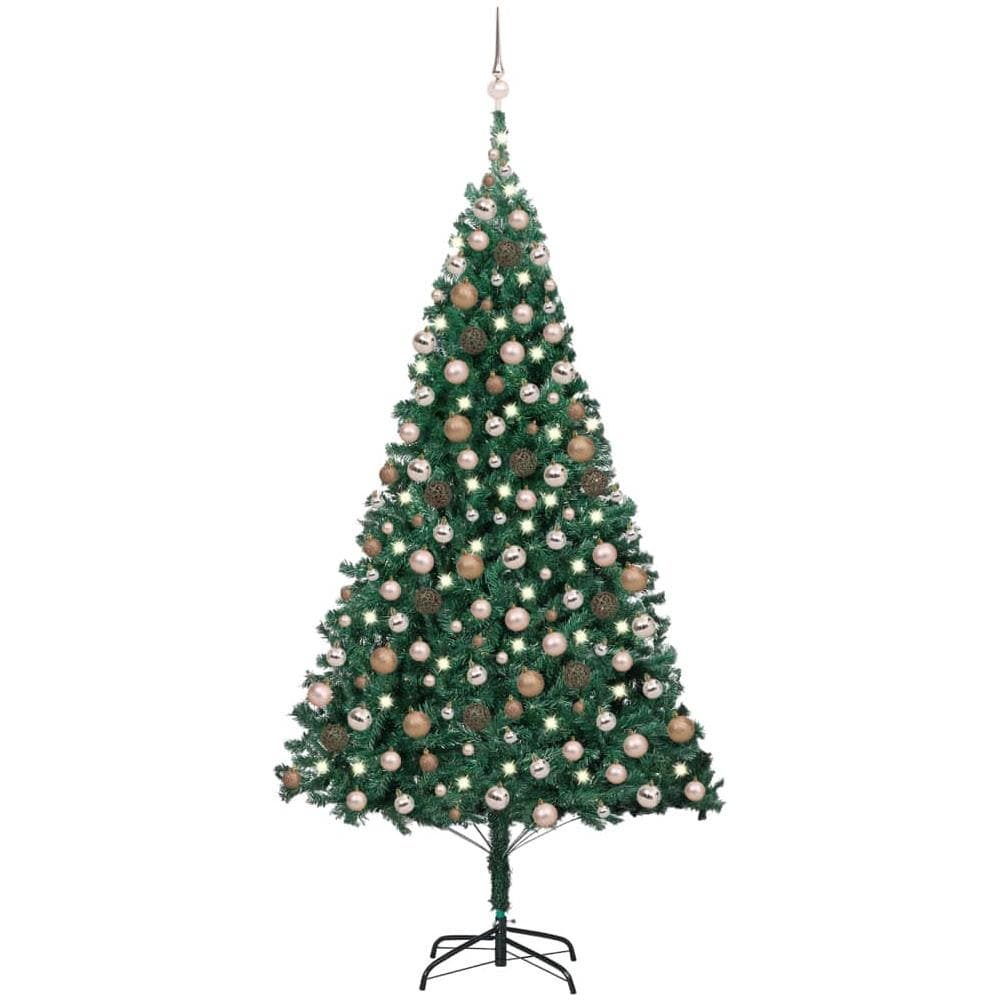 Set Albero Natale Artificiale LED e Palline Verde 210 cm PVC - Foto 1