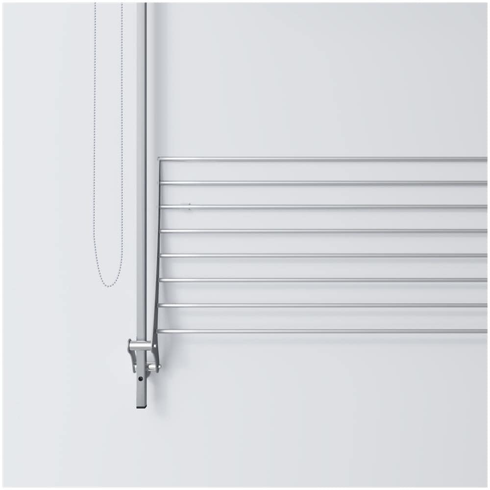 Stendibiancheria Da Parete, Stendino A Muro Verticale, Saliscendi, Stendino A Scomparsa In Alluminio E Acciaio Con Due Griglie 152x52x137 Cm, Wall Plus 150 - Foto 2