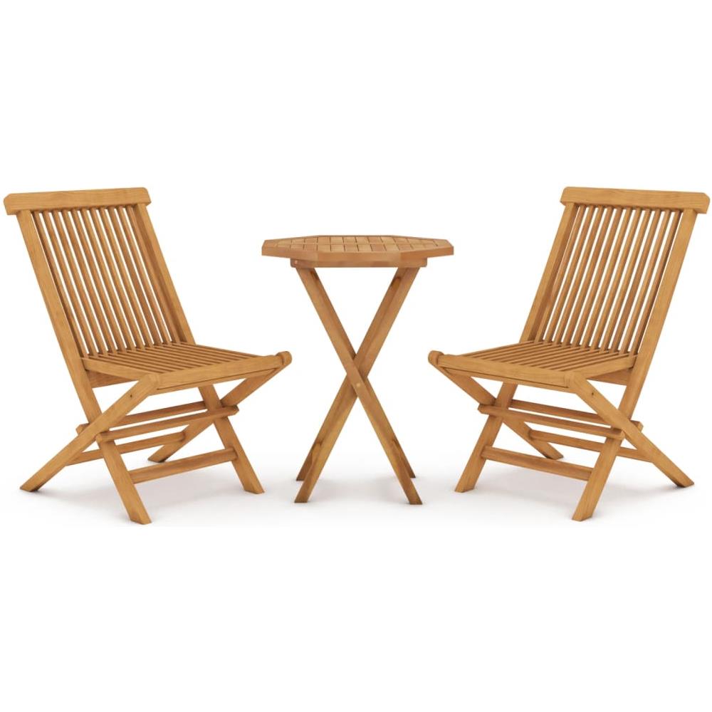 Set Da Pranzo Per Giardino 3 Pz In Legno Massello Di Teak - Foto 2