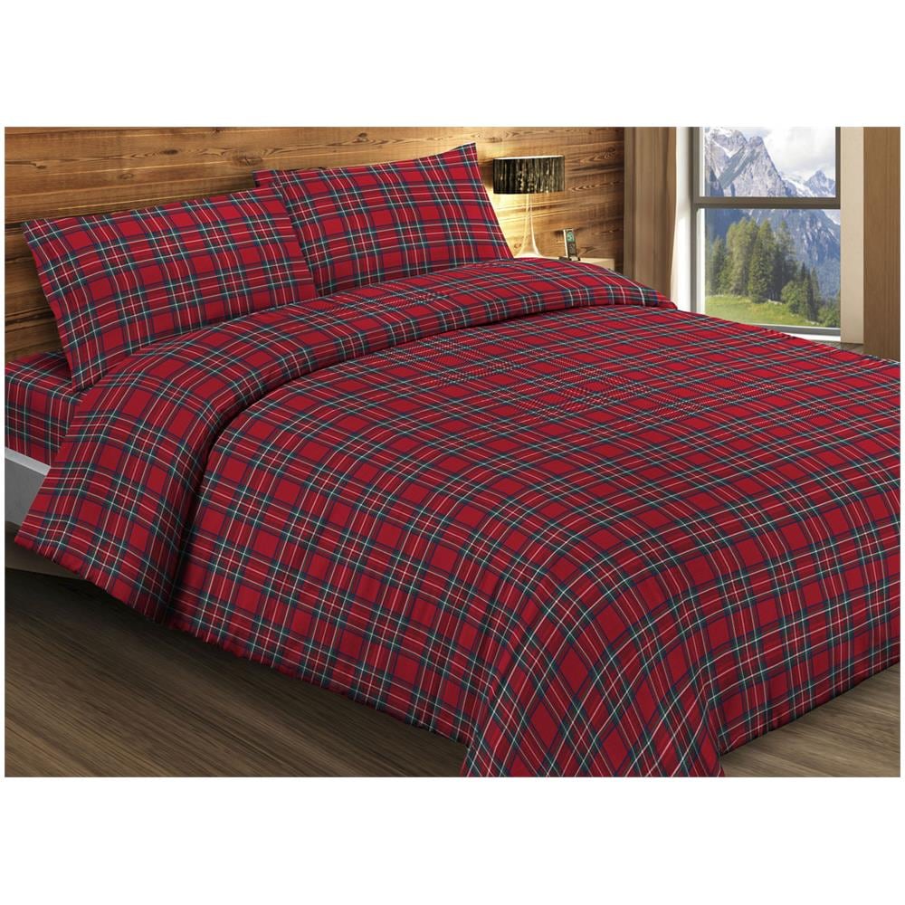 Sacco Copripiumino In 100% Cotone Per Piumino Dis Scozzese Kilt Vari Colori Matrimoniale Rosso - Foto 1