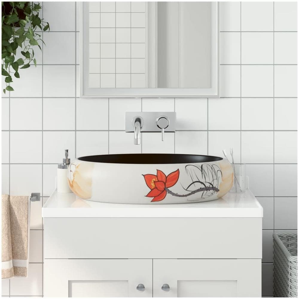 Lavabo Da Appoggio Multicolore Ovale 59x40x15 Cm Ceramica - Foto 1