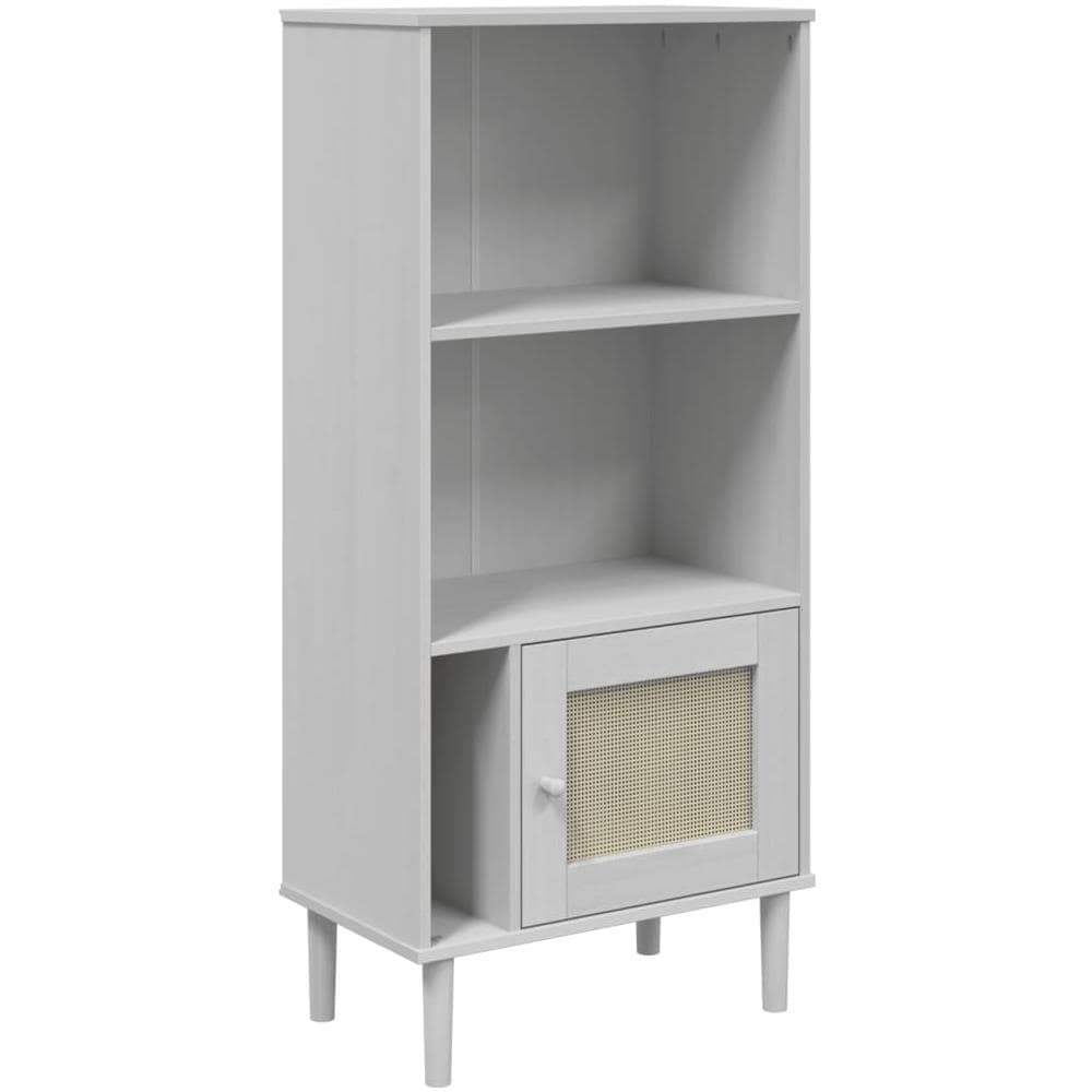 Credenza Senja Aspetto Rattan Bianco 60x35x130 Cm Massello Pino - Foto 2