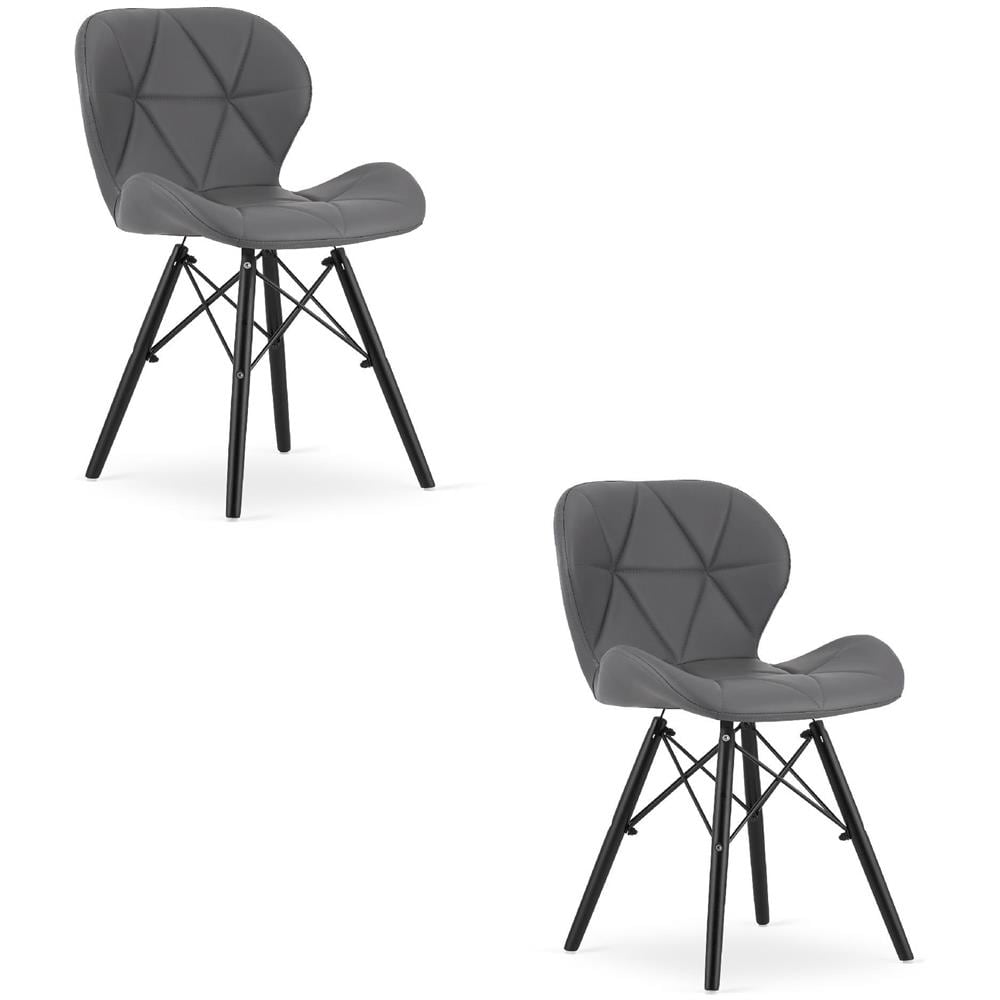 Sedia WAKO - Design ergonomico moderno, grigio con gambe nere x 2 - Foto 1