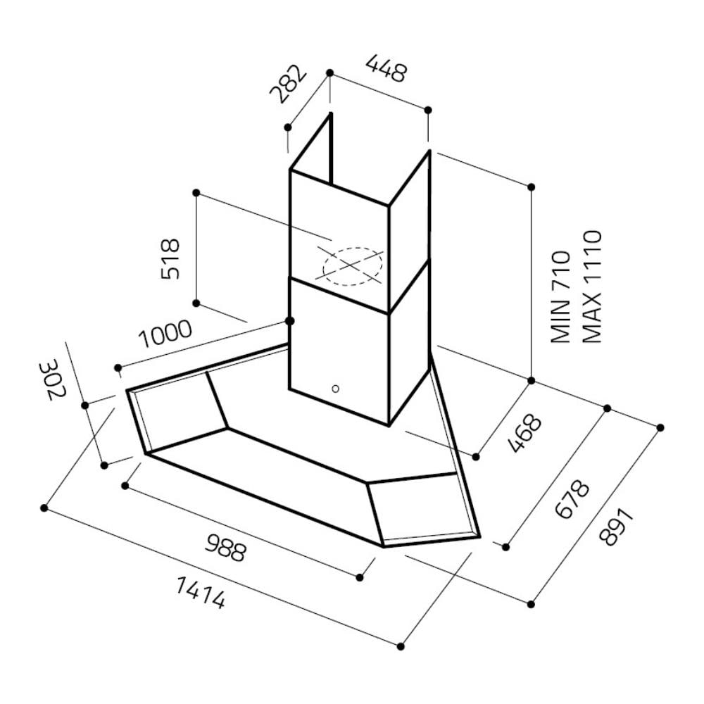 Cappa Angolare IX A / 100 Aspirante /Filtrante 141.4 cm Colore Acciaio Inox - Foto 5