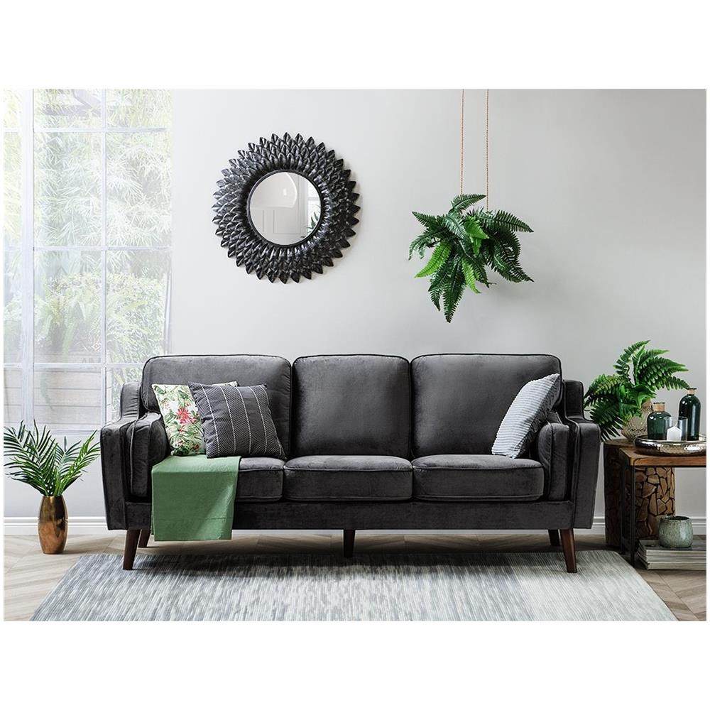 Divano A 3 Posti In Tessuto Grigio Scuro Lokka - Foto 2