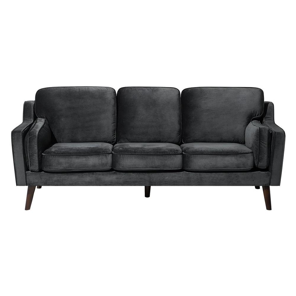 Divano A 3 Posti In Tessuto Grigio Scuro Lokka - Foto 1