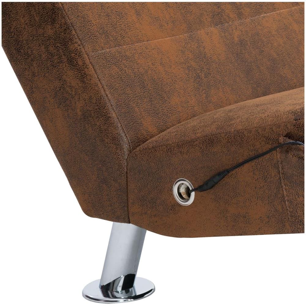 Poltrona Massaggiante Con Cuscino Marrone Similpelle Scamosciata - Foto 8